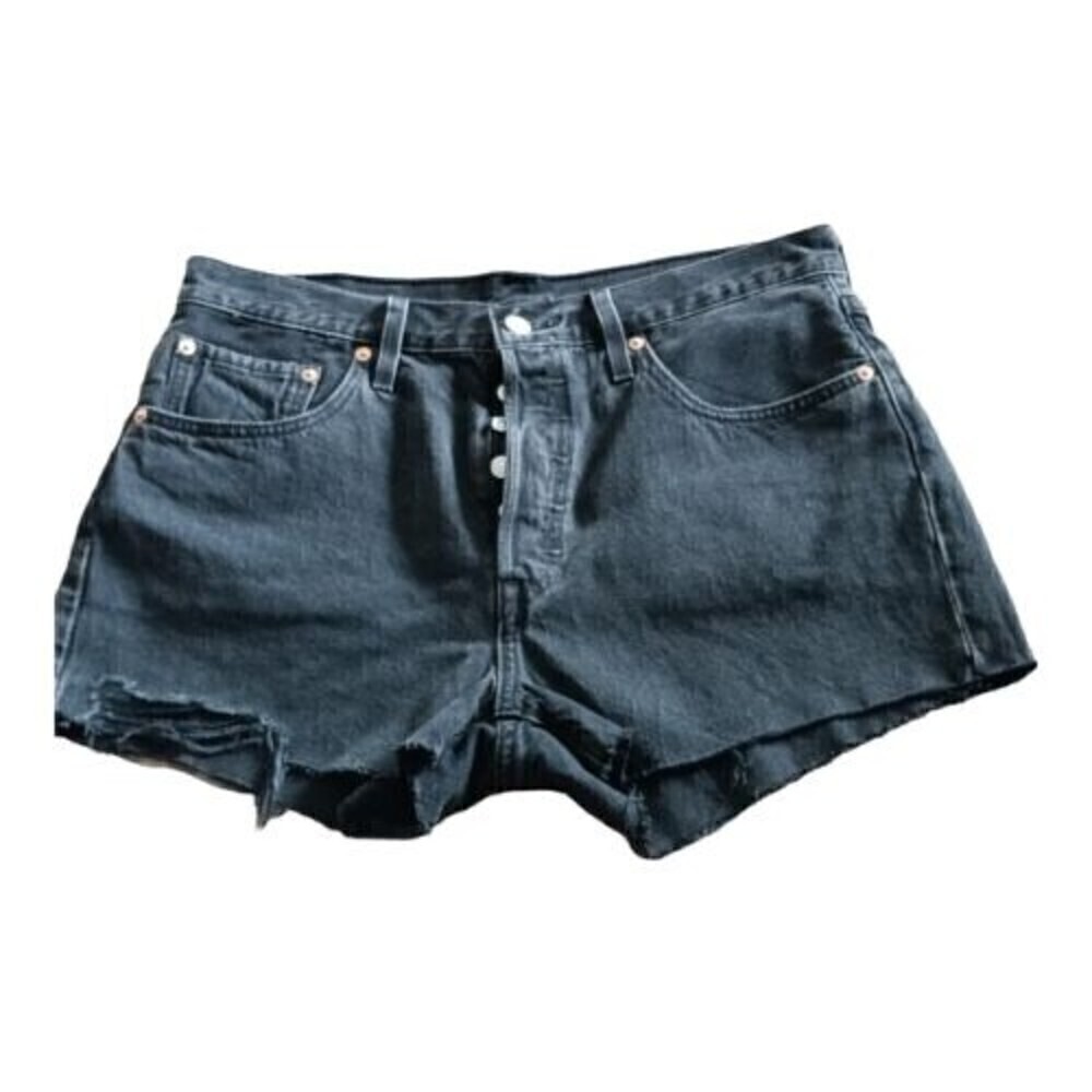 Levi's 501 Cut-Off Shorts Black Denim Womens Size 31 Mom High Waisted High Rise
